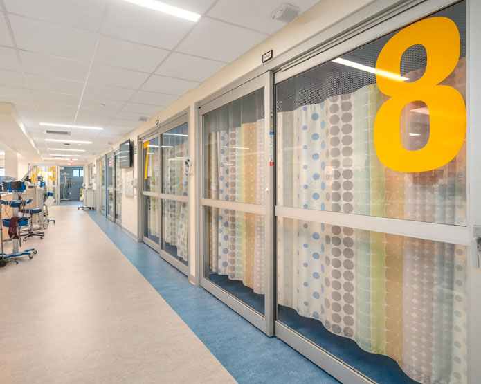 Empty emergency department hallway